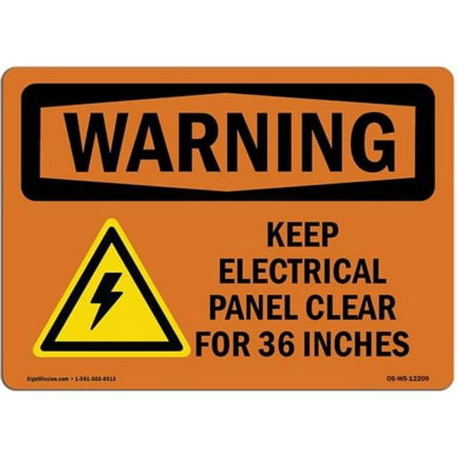 SignMission OS-WS-D-57-L-12209 OSHA Warning Sign - Keep Electrical Panel Clear with Symbol