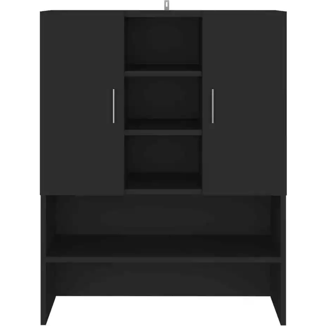 vidaXL Washing Machine Cabinet Black Indoor Bathroom Cupboard Storage Rack