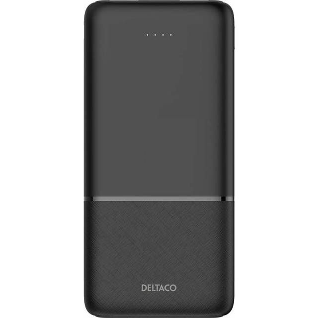Deltaco Powerbank 10 000 mAh, 2x USB-A 18 W, 1x USB-C PD 20 W - Svart
