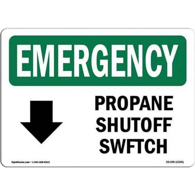 SignMission OS-EM-D-35-L-10291 OSHA Emergency Sign - Electrical Propane Shutoff Switch with Symbol