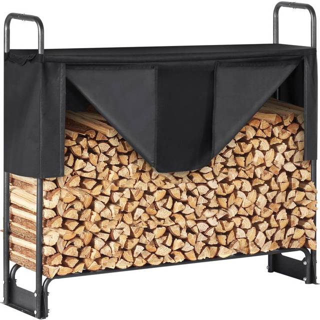 VEVOR 4.3FT Outdoor Firewood Rack with Cover, 52x14.2x46.1 in, Heavy Duty Firewood Holder & 600D Oxford Waterproof Cover for Fireplace, Patio,