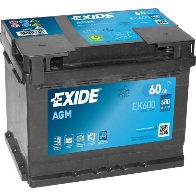 EXIDE AGM startbatteri för bil, svart