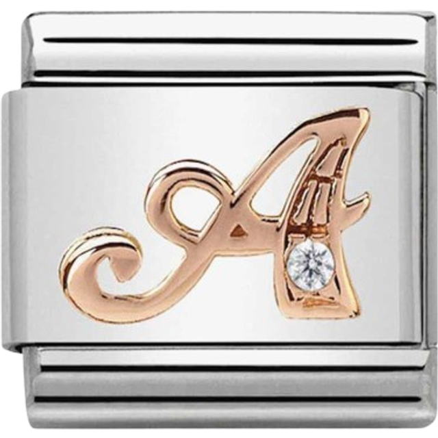Nomination Classic Rose Gold CZ A Letter Charms