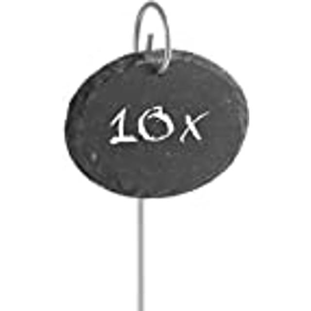 Slate Plant Signs - Set of 10 | Weatherproof, Reusable | Individual Labelling of Plants, Herbs & Flowers | Plant Labels with Steel Ground Spikes |