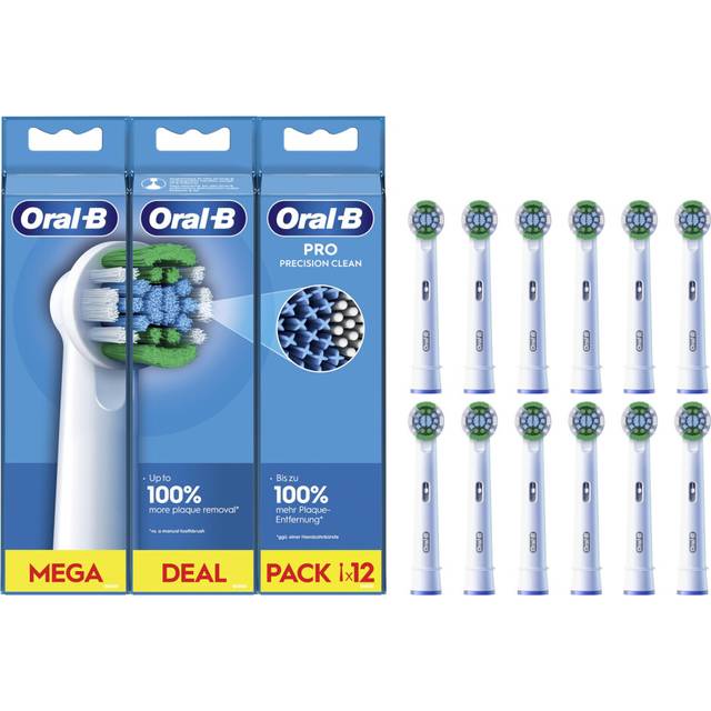 Pro Precision Clean Electric Toothbrush Head, X-Shape and Angled Bristles for Deeper Plaque Removal, Pack of 12 Toothbrush Heads, White
