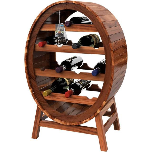Manter Tabletop Wine Bottle & Glass Rack Brown (90cm H X 50cm W X 30cm D)