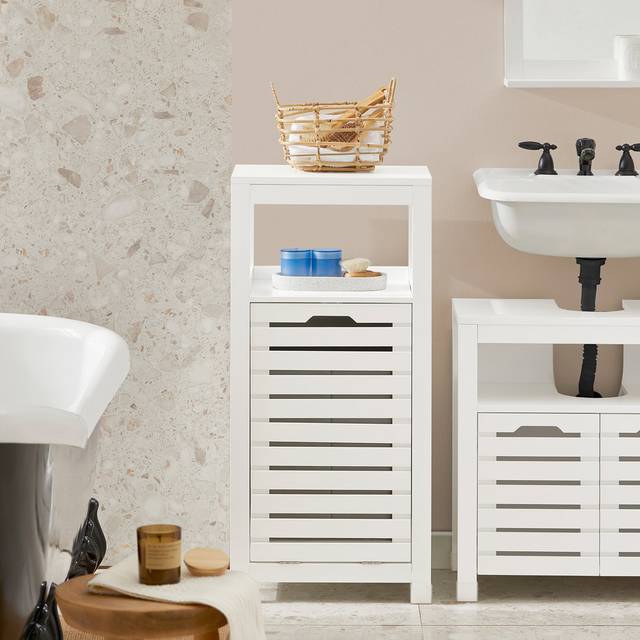 Cabinet Laundry Bin - White;White;White (90cm H X 42cm W X 30cm D)