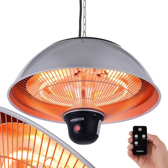 Arebos - Infrared Radiant Ceiling Heater 1500 w with Remote Control 3 Heat Levels Radiant Heater Balcony Heater Tent Heater Patio Heater Outdoor