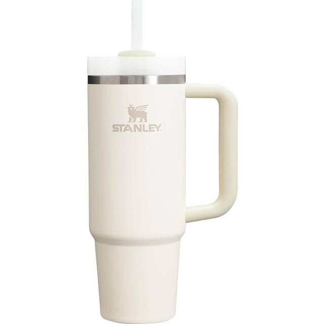 Stanley Quencher H2.0 FlowState rostfritt stål vakuumisolerat glas med lock och sugrör för vatten, iste eller kaffe, smoothie och mer, grädde 2.0, 30 oz