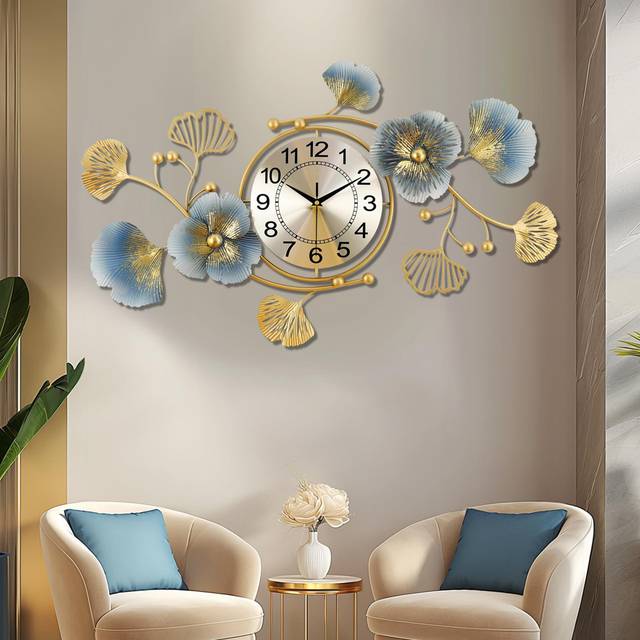 Hargis Wall Clock - Blue;Gold (83cm W X 48cm H X 4.5cm D)