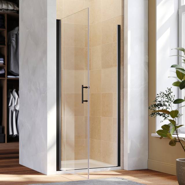 Landin 1850mm H Hinged Frameless Shower Door with Clear Glass (70&#34;)