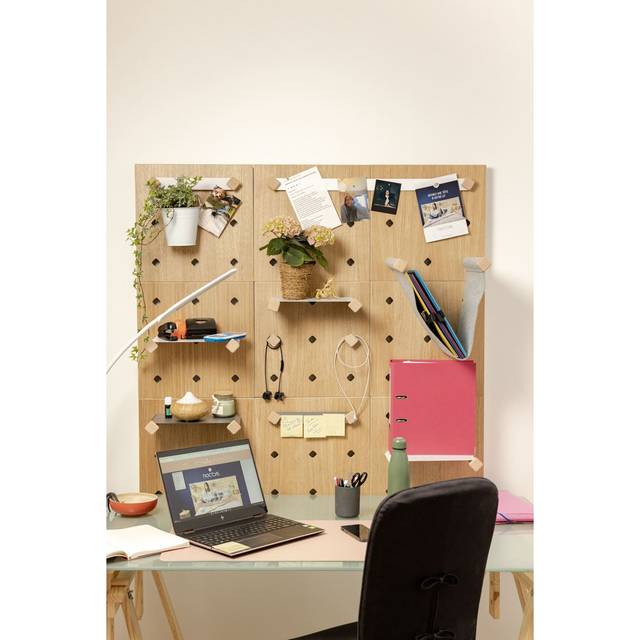 Burstyn Modular Pegboard Desk Storage - Natural (120cm H X 120cm W X 4cm D)