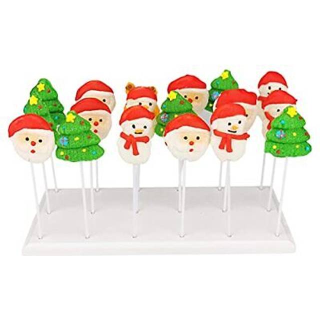 NANGOPOP Wood Cake Pop Stand Display - 18 Hole Lollipop Holder  Candy or Sucker Stand for Dessert Table of Wedding  Shower  Birthday Party  White - Fi