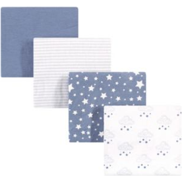 Hudson Baby Unisex Baby Cotton Flannel Receiving Blankets  Cloud Mobile Blue  One Size