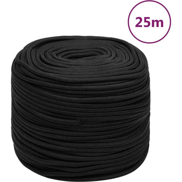 vidaXL Boat Rope Full Black 8 mm 25 m Polypropylene - black