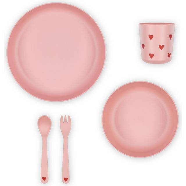 Konges Sløjd - PLA DINNER SETS - Serviser för barn - UNICORN - Plate: H3,55 x D19 cm, Bowl: H4,35 x D14,5 cm, Cup: H7,5 x D7 cm, Cutlery: W2,5 x L13,5 x D0,5 cm