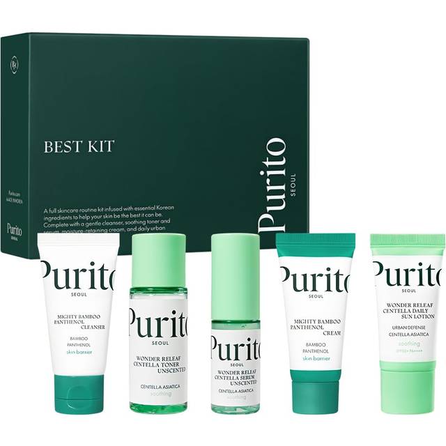 PURITO SEOUL Best Kit - Skincare Routine with Panthenol Cleanser & Cream  Unscented Centella Serum & Toner  For All Skin Types  Gift Set  For Fac