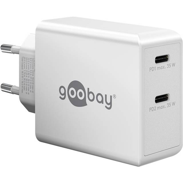Goobay Dual USB-C™ PD/QC-laddare 36W vit