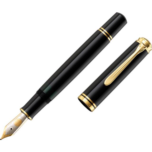 Pelikan Reservoarpenna Souverän 1000, svart, fjäder EF (extra fin), högkvalitativ kolvfyllning i presentfodral, 987370