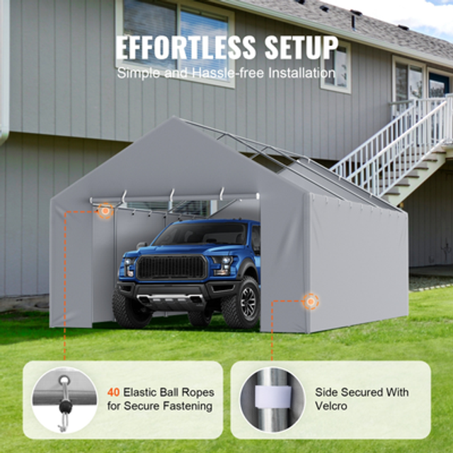 (Sides 13x20 ft, Grey) VEVOR Carport Replacement Canopy Car Tent
