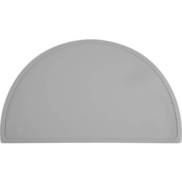 Children's Placemat, Semi-circle Shape, Non-slip, Washable, Silicone Mat Baby, WxD: 41.5x24 cm, Light Grey - Relaxdays