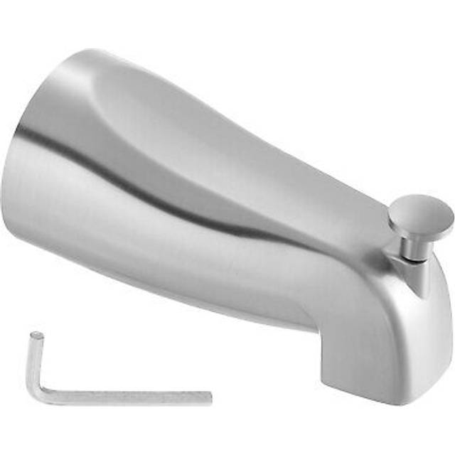 Bath Slip-on Diverter Tub Spout With Pull-up, Zinc Alloy, Brushed Silver