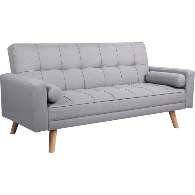 3 Seater Click Clack Sofa Bed - Grey Polyester (85cm H X 185cm W X 87cm D)
