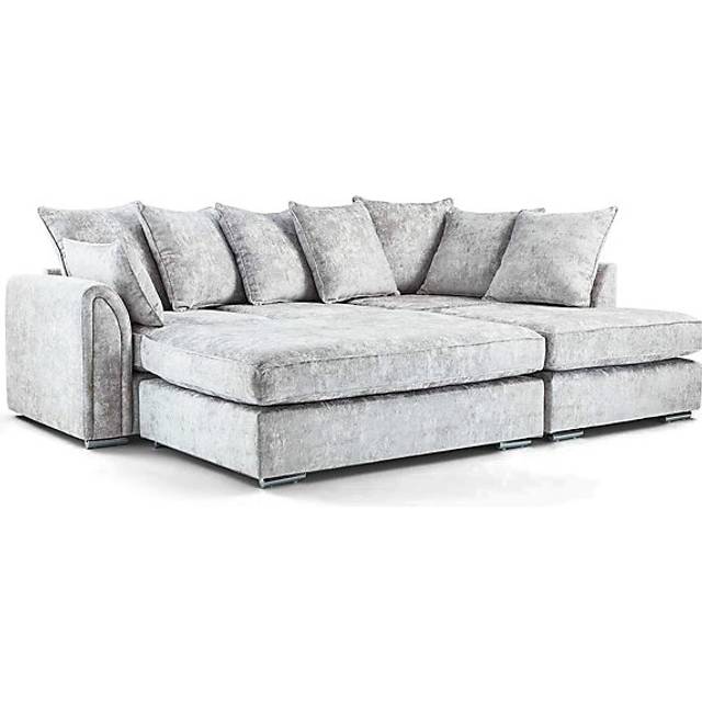 Furnishings For Less UK Chiswick Fabric Corner Sofa Silver Fox With Footstool - Right Hand Facing - One Size