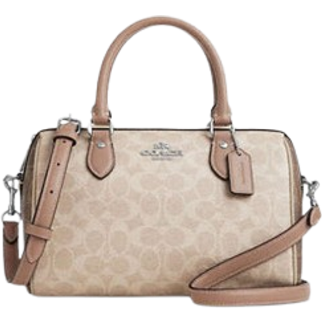 Coach Womens Rowan Satchel in Signature Canvas Blocking - Beige - One Size