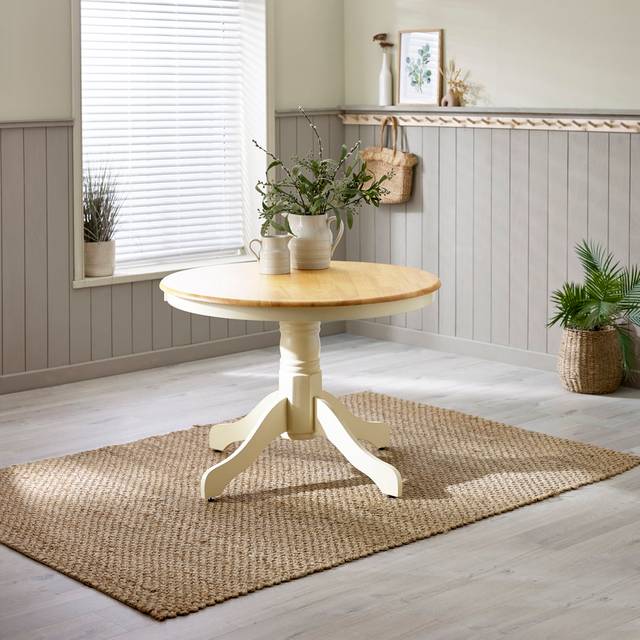 Bude Rustic Wooden Dining Table - Cream - One Size