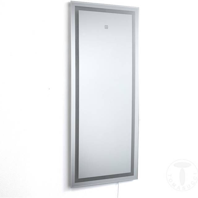 Lighted Metal Framed Wall Mounted Accent Mirror in Silver (120cm H X 50cm W)