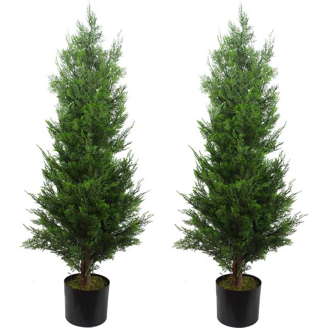 Leaf Artificial Cypress Cedar Topiary Tree 120cm - Green - 120 x 55 x 55cm