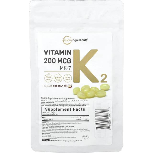 Micro Ingredients  Vitamin K2  MK-7  200 mcg  300 Softgels