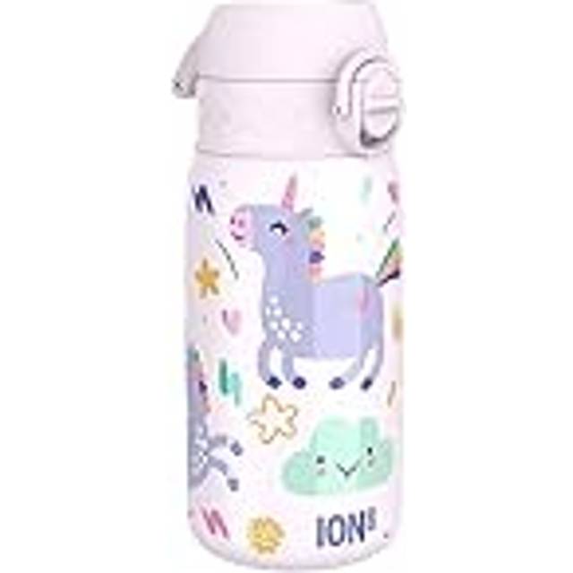 ION8 Vattenflaska Termos Stål, 320 ml/11 oz, Läcksäker, Lätt att Öppna, Säkert Lås, Diskmaskinssäker, Bärhandtag, Hygieniskt Lock, Drickflaska Metall, Hållbar, Rostfritt Stål, Relieftryck, Lila