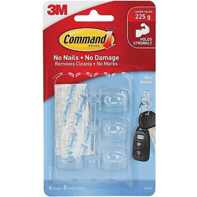 Mini Hook, Value Pack of 18 Mini Hooks and 24 Small Adhesive Strips, Transparent - Damage Free Hanging - Holds up to 225 gm (Packaging May Vary)