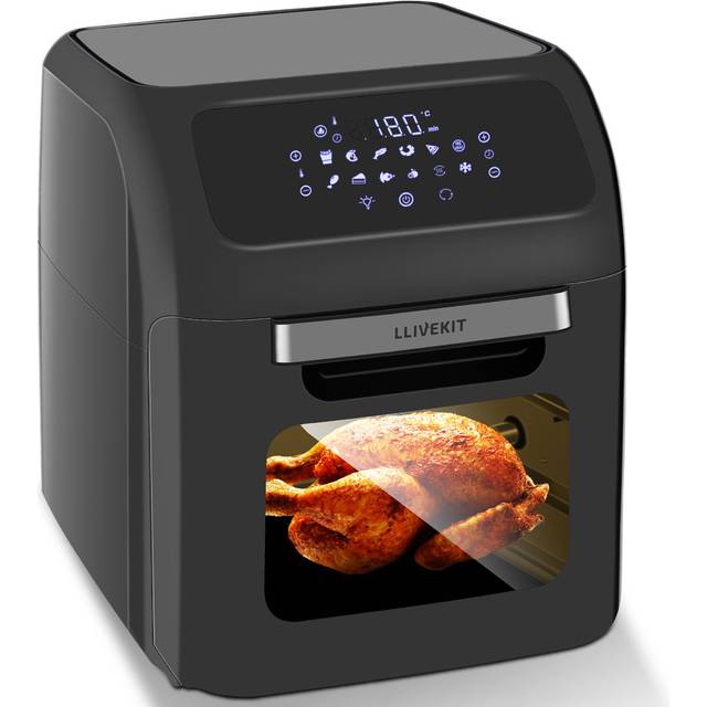 WOLTU 12L Large Air Fryer Oven, 1800W Family Size Digital Air Fryer With Rotisserie, Dehydrator, 12 Presets, 90 Minutes Timer, Preheat & Reheat Oil Less For Black 12L