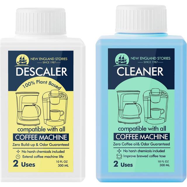 Coffee Machine Descaler & Cleaner Set - 20oz (2 Uses)  Universal Solution Compatible with Keurig  Nespresso  Delonghi and All Single Use Coffee and Es