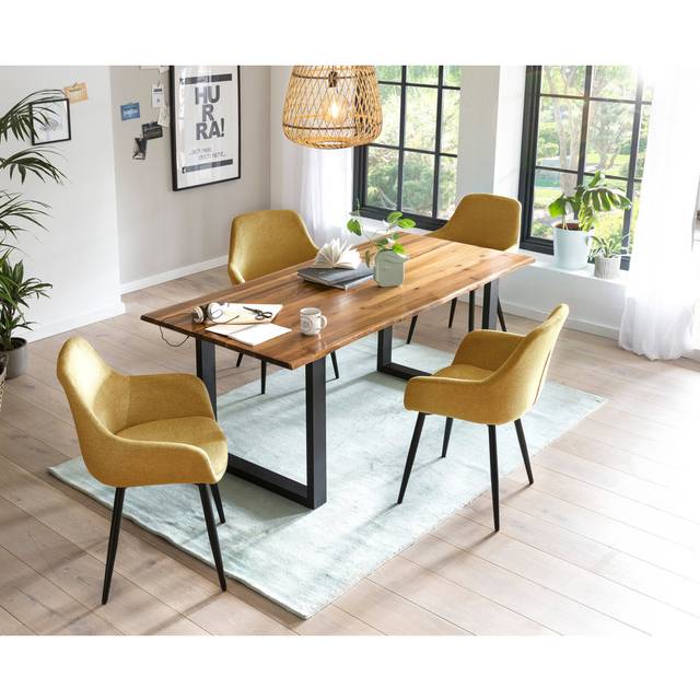 5 -piece dining set - Cognac (75cm H x 180cm W x 90cm D)