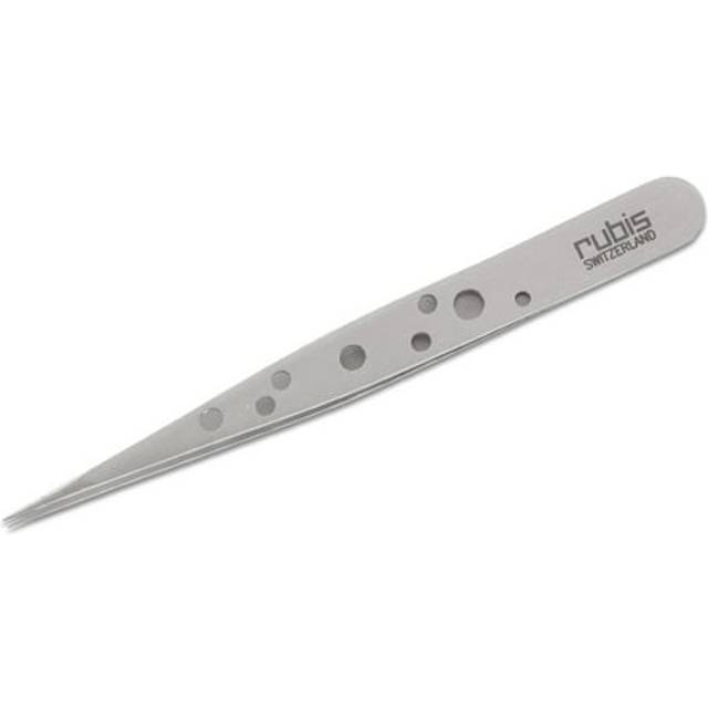 Rubis Hole Pattern Stainless Steel Pointed Tweezers for Precise Eyebrows and Hair Removal  The Elegance Collection 1K011 9.5  Made in Switzerland