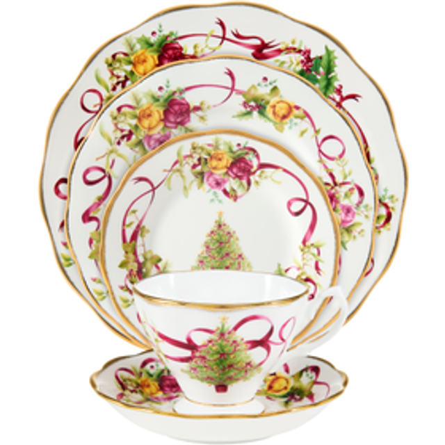 Discontinued Royal Albert 5Pc Holiday Old Country Roses Dinnerware