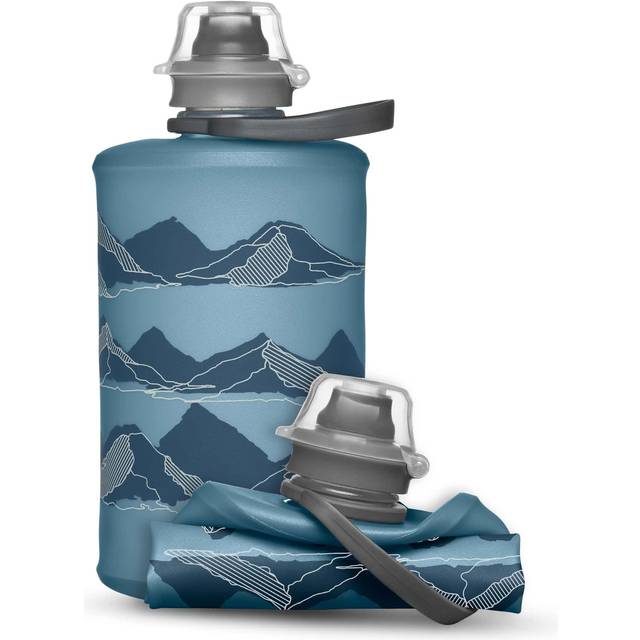 HydraPak Stow (350 ml) – hopfällbar vattenflaska – ultralätt och packbar reseflaska, flexibel skid-, vandrings-, cykel- eller klätterflaska – Tahoe Blue Berg-design