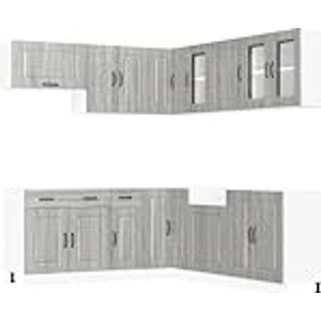 vidaXL 11 Piece Kitchen Cabinet Set Kalmar Grey Sonoma Engineered Wood