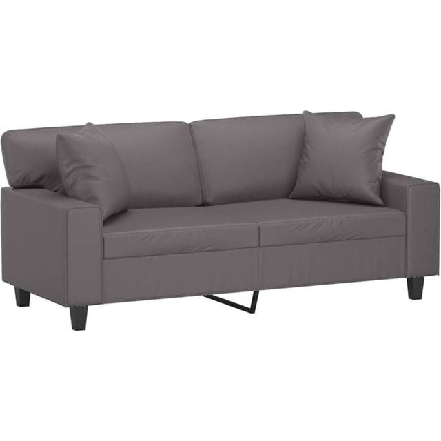 2-sits soffa med prydnadskuddar grå 140 cm konstläder