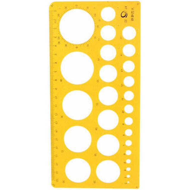 1mm-37mm diameter range circles drawing accurate template ruler clear yellow
