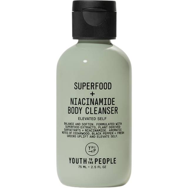 Youth To The People Superfood + Niacinamide Body Wash  Travel Size (2.5 fl oz)  Kale + Green Tea Cleanser with Nourishing Vitamins + Antioxidants  Imp