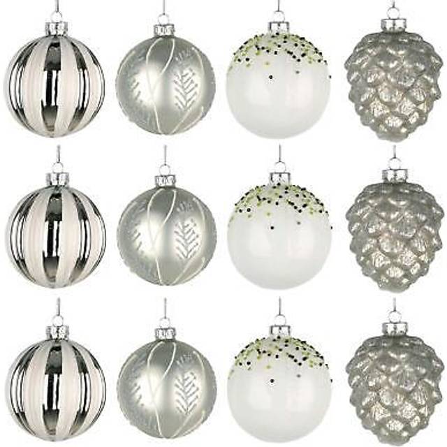 8cm Christmas Baubles Glass Balls Tree Ornament Festive Xmas Hanging Decor 12pcs