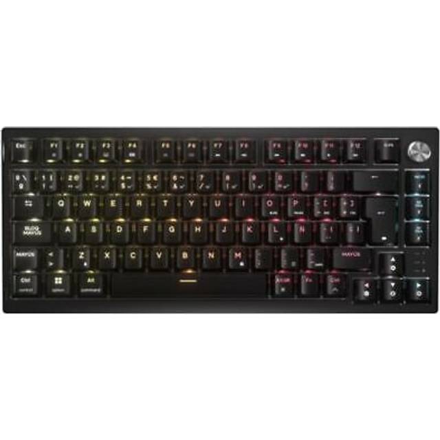 Corsair K65 Plus trådlöst 75% RGB, hett utbytbart mekaniskt speltangentbord – försmorda MLX Fusion Touch-brytare – PBT-tangenter – QWERTY ES – svart