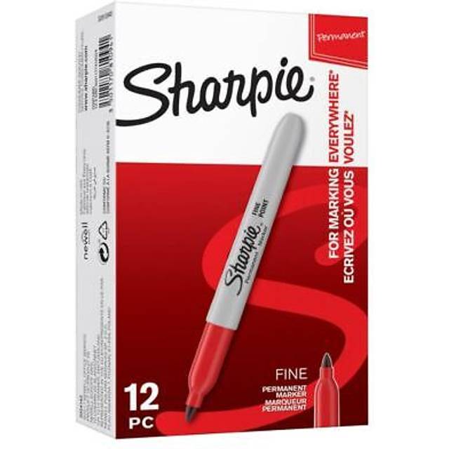 Sharpie permanenta märkpennor | Fin spets | Röd | 12 stycken