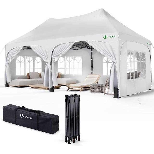 VOUNOT 3x6m Pop up Gazebo with Sides, Waterproof Garden Marquee Party Tent White