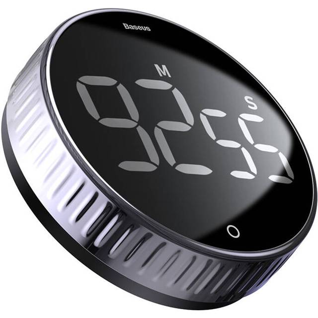 Baseus Magnetic Kitchen Timer Rotation Countdown Digital Timer Alarm Cooking Timer Clock Study - Black